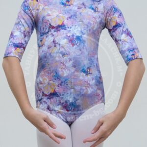 Ballet leotard, 3/4 sleeve with print