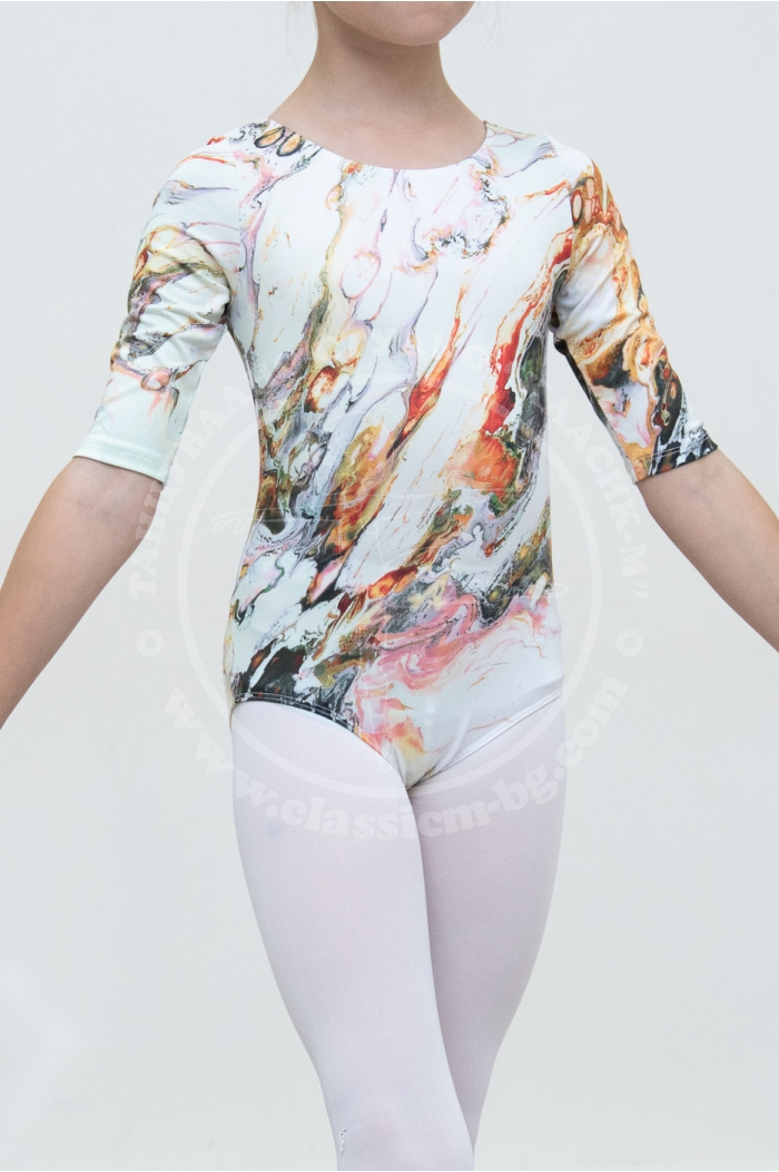 Ballet leotard, 3/4 sleeve with print Ballet leotard, 3/4 sleeve with print
