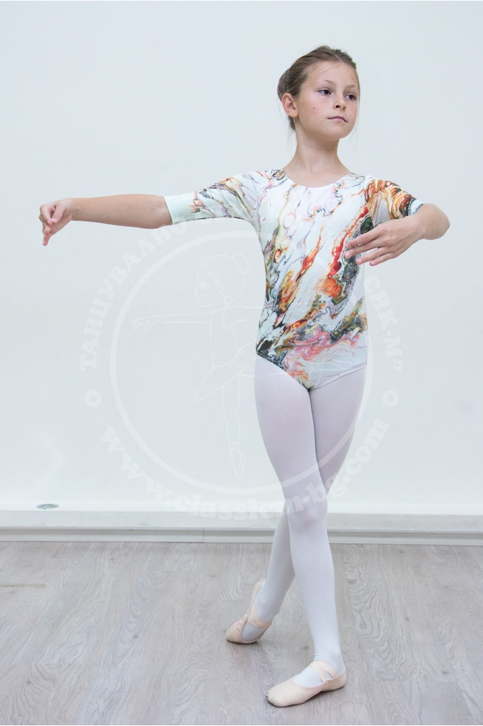 Ballet leotard, 3/4 sleeve with print Ballet leotard, 3/4 sleeve with print