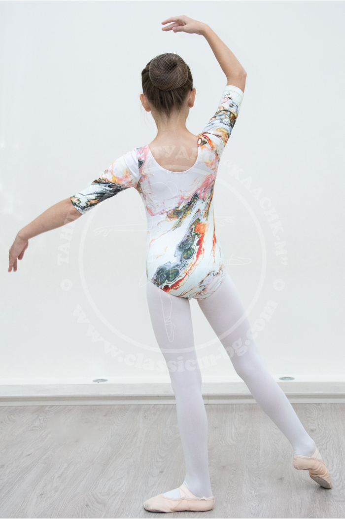 Ballet leotard, 3/4 sleeve with print Ballet leotard, 3/4 sleeve with print